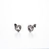 Caixa Brinco de Zirconia Cravejada Luxo Coração 6mm Crystal Grafite