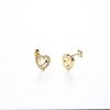 Caixa Brinco de Zirconia Cravejada Luxo Coração 6mm Crystal Ouro