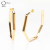 Brinco Argola Hexagonal Chapa Quadrada 65mm Ouro Modelo B56500 - Imagem 2