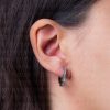 Brinco Coração 18mm Cravejada com Micro Zirconia Crystal Paládio