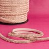 Strass Meia Cana 6mm Light Peach com Fita Creme. Rolo 50 Metros