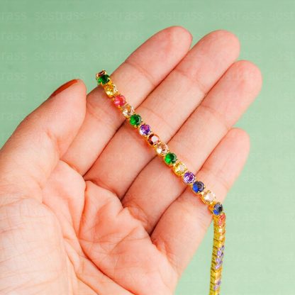 Corrente Zircônia 4mm Multicolorido Bruto - 1 Metro