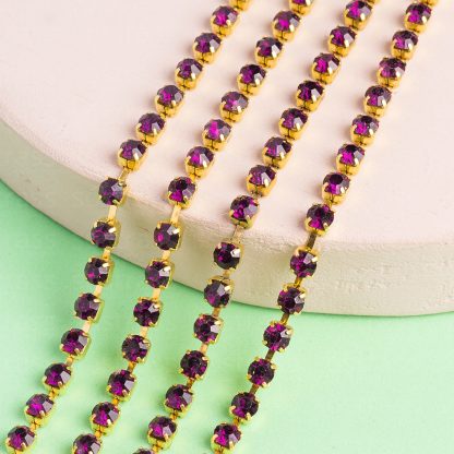 Corrente de Strass SS17 Roxo Bruto - 5 Metros
