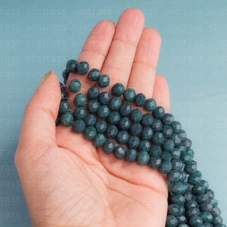Fio de Cristal Facetado 8mm Azul Petróleo. 10 Fios - 630 Peças
