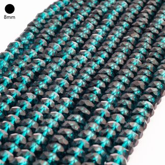 Fio de Cristal Facetado 8mm Azul Esverdeado. 10 Fios - 630 Peças
