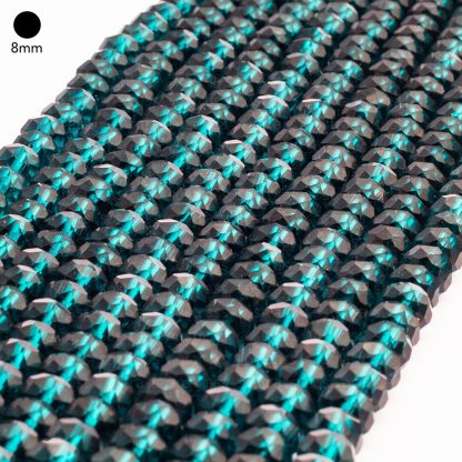 Fio de Cristal Facetado 8mm Azul Esverdeado. 10 Fios - 630 Peças