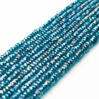 Fio de Cristal Facetado 4mm Azul Esverdeado. 10 Fios - 1.280 Peças
