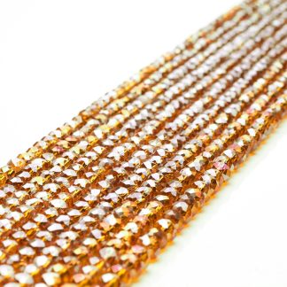 Fio de Cristal Facetado 4mm Marrom Dourado. 10 Fios - 1.280 Peças