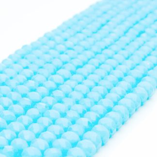 Fio de Cristal Facetado 6mm Azul Claro Leitoso. 10 Fios - 830 Peças