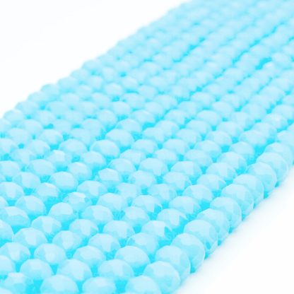 Fio de Cristal Facetado 6mm Azul Claro Leitoso. 10 Fios - 830 Peças