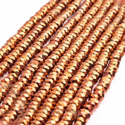 Fio de Cristal Facetado 6mm Cobre. 10 Fios - 830 Peças