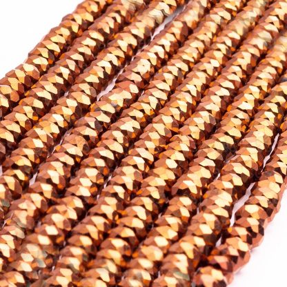 Fio de Cristal Facetado 8mm Crystal Copper. 10 Fios - 630 Peças