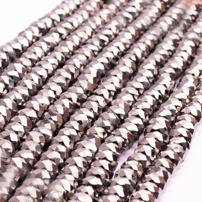 Fio de Cristal Facetado 8mm Prateado. 10 Fios - 630 Peças