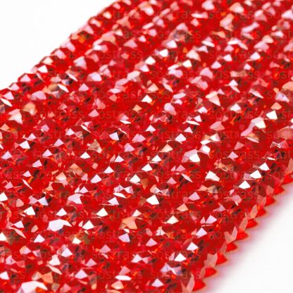Fio de Cristal Facetado 8mm Vermelho Claro. 10 Fios - 630 Peças