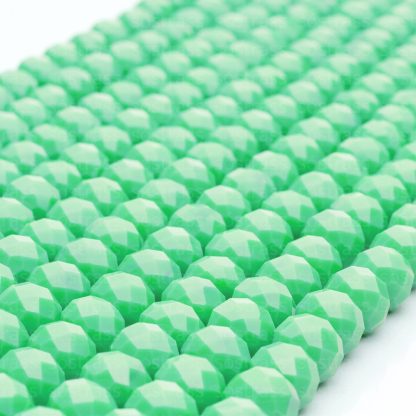 Fio de Cristal Facetado 8mm Verde Água Leitoso. 10 Fios - 630 Peças