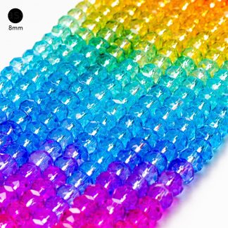 Fio de Cristal Facetado 8mm Tie Dye. 10 Fios - 630 Peças