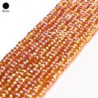 Fio de Cristal Facetado 4mm Marrom Dourado Claro Furta Cor. 10 Fios - 1.280 Peças