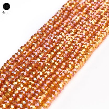Fio de Cristal Facetado 4mm Marrom Dourado Claro Furta Cor. 10 Fios - 1.280 Peças