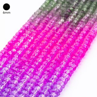 Fio de Cristal Facetado 6mm Tie Dye TIE002. 10 Fios - 830 Peças