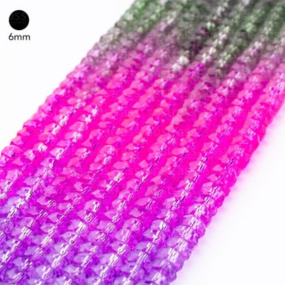 Fio de Cristal Facetado 6mm Tie Dye TIE002. 10 Fios - 830 Peças