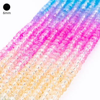 Fio de Cristal Facetado 6mm Tie Dye TIE003. 10 Fios - 830 Peças