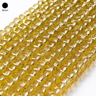 Fio de Cristal Facetado 8mm Amarelo Claro. 10 Fios - 630 Peças