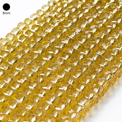 Fio de Cristal Facetado 8mm Amarelo Claro. 10 Fios - 630 Peças