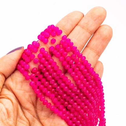 Fio de Cristal Facetado 4mm Rosa Escuro Fosco. 10 Fios - 1.280 Peças - Imagem 2