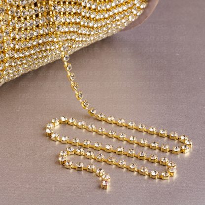 Corrente de Strass SS14.5 Cristal Bruto - 5 Metros