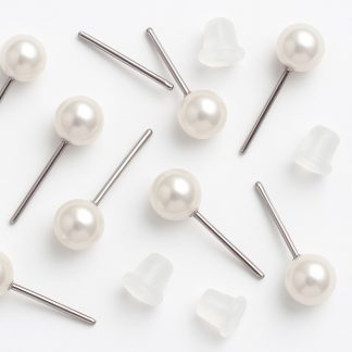 250 Pares Brinco de Perola 4mm Branca + Tarraxa de Silicone