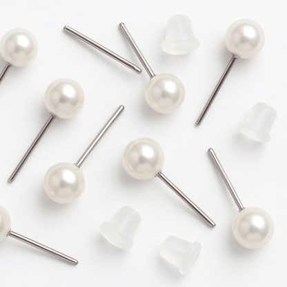 1000 Pares Brinco de Perola 4mm Branca + Tarraxa de Silicone