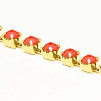 Rolo Corrente de Strass SS12 Coral Dourado - 90 Metros
