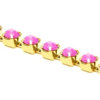 Rolo Corrente de Strass SS12 Rosa Escuro Fosco Dourado - 90 Metros