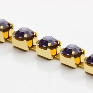 Rolo Corrente de Strass Ss17 Lilás Escuro Dourado - 90 Metros