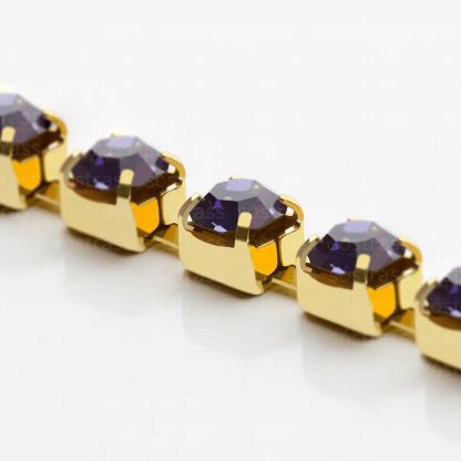 Rolo Corrente de Strass Ss17 Lilás Escuro Dourado - 90 Metros