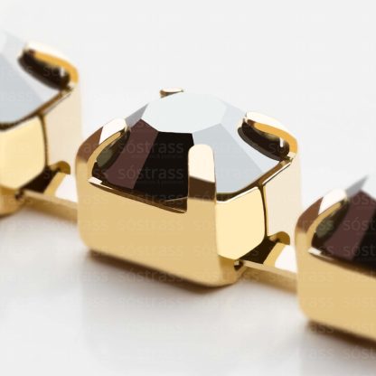 Rolo Corrente de Strass SS29 Grafite Dourado - 20 Metros