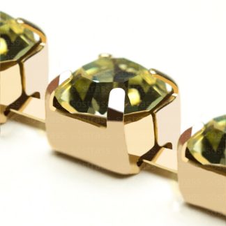 Rolo Corrente de Strass SS29 Amarelo Claro Dourado - 20 Metros