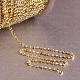 Corrente de Strass SS10 Cristal Bruto - 5 Metros