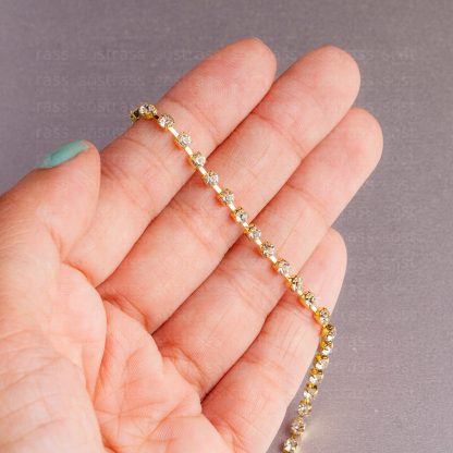 Corrente de Strass SS10 Cristal Banhado A Ouro - 5 Metros - Imagem 2