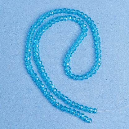 Fio de Cristal Facetado 4mm Azul Claro. 10 Fios - 1.280 Peças