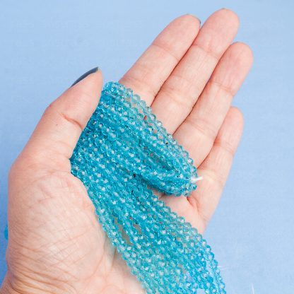 Fio de Cristal Facetado 4mm Azul Claro. 10 Fios - 1.280 Peças - Imagem 2