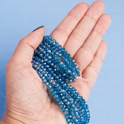 Fio de Cristal Facetado 4mm Azul Esverdeado Furta Cor. 10 Fios - 1.280 Peças - Imagem 2