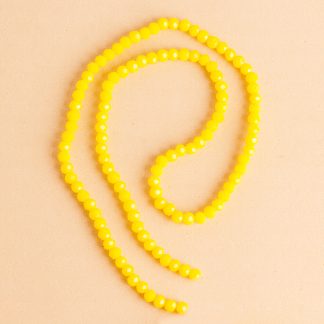 Fio de Cristal Facetado 4mm Amarelo Fosco. 10 Fios - 1.280 Peças