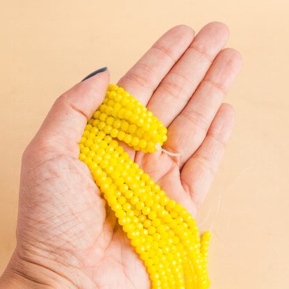 Fio de Cristal Facetado 4mm Amarelo Fosco. 10 Fios - 1.280 Peças - Imagem 2
