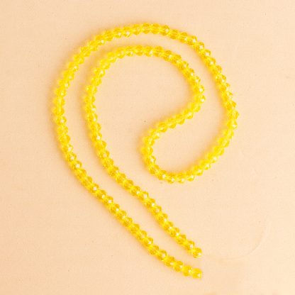 Fio de Cristal Facetado 4mm Amarelo. 10 Fios - 1.280 Peças