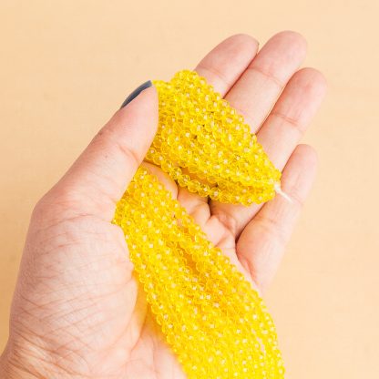 Fio de Cristal Facetado 4mm Amarelo. 10 Fios - 1.280 Peças - Imagem 2