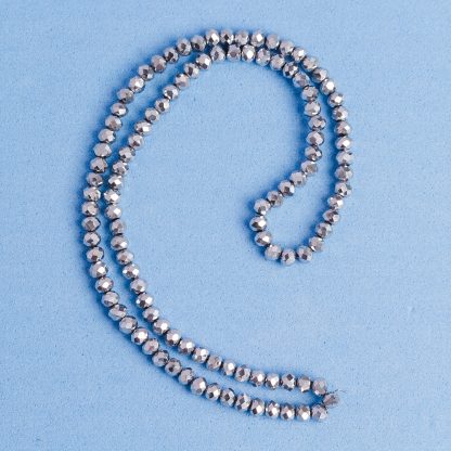 Fio de Cristal Facetado 4mm Prateado. 10 Fios - 1.280 Peças