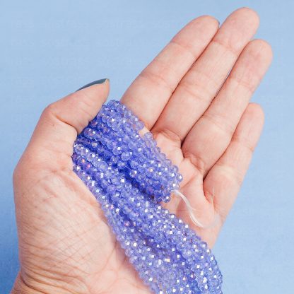Fio de Cristal Facetado 4mm Azul Celeste Furta Cor. 10 Fios - 1.280 Peças - Imagem 2