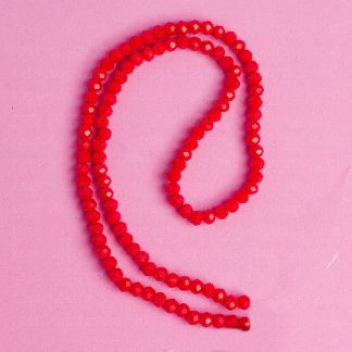 Fio de Cristal Facetado 4mm Vermelho Claro. 10 Fios - 1.280 Peças