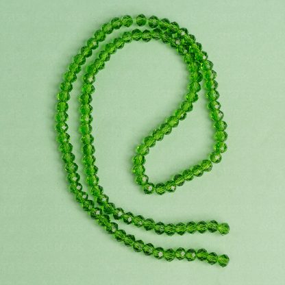 Fio de Cristal Facetado 4mm Verde Claro. 10 Fios - 1.280 Peças